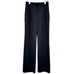 Marcia Black Straight Wide Leg Loose Fit Lightweight Nylon Trousers Dress Pants